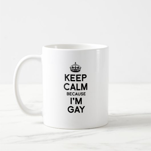 私が陽気であるので平静を保って下さい コーヒーマグカップ (左)