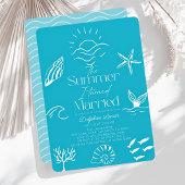 私が青い海の結婚したブライダルシャワー 招待状