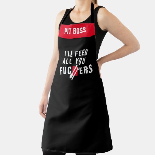 「私が食べ物を与えする」エプロンおもしろいシェフAttitation Grill エプロン (インサイチュ)