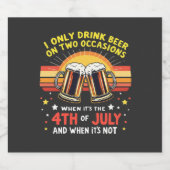 私が飲むのは7月おもしろい4日の2大事な行事 スパークリングワインラベル (シングルラベル)
