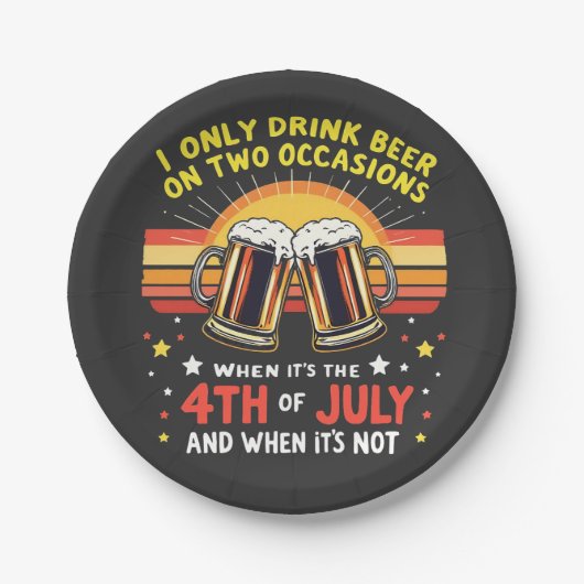 私が飲むのは7月おもしろい4日の2大事な行事 ペーパープレート (正面)