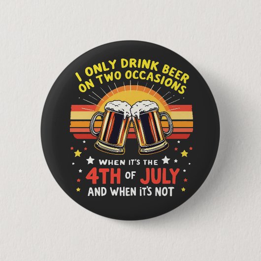 私が飲むのは7月おもしろい4日の2大事な行事 缶バッジ (正面)