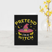 私が魔女のハロウィーンの衣装幽霊のふりをする カード (黄色い花)