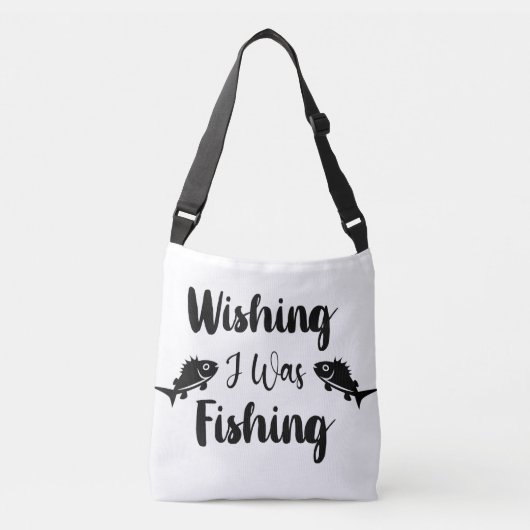 私が魚釣りおもしろい引用文 クロスボディバッグ (正面)