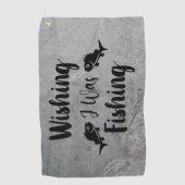 私が魚釣りおもしろい引用文 ゴルフタオル (正面)