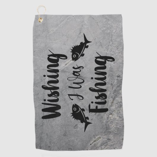 私が魚釣りおもしろい引用文 ゴルフタオル (正面)