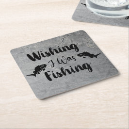 私が魚釣りおもしろい引用文 スクエアペーパーコースター