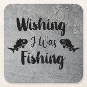 私が魚釣りおもしろい引用文 スクエアペーパーコースター (正面)