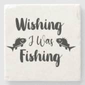 私が魚釣りおもしろい引用文 ストーンコースター (正面)