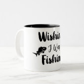 私が魚釣りおもしろい引用文 ツートーンマグカップ (正面左)