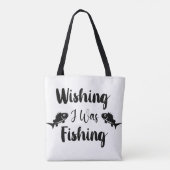 私が魚釣りおもしろい引用文 トートバッグ (裏面)