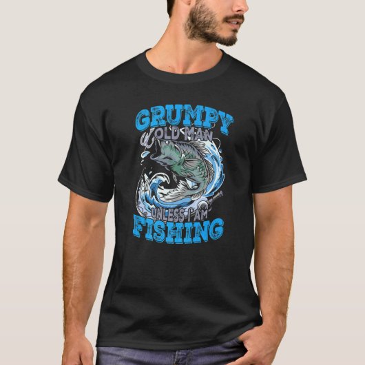 私が魚釣りでない限り、メンズの不機嫌な老人 Tシャツ (正面)
