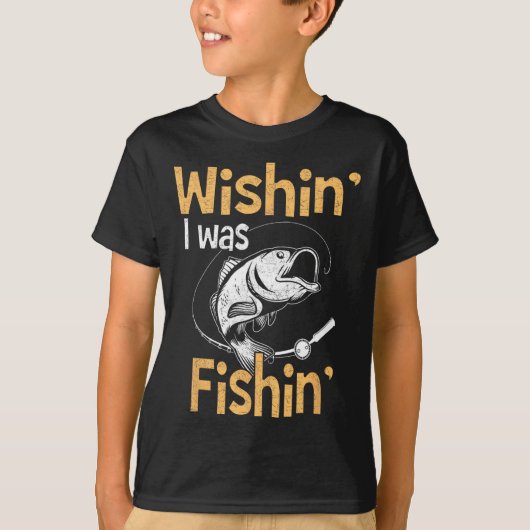 私が魚釣りシャツの釣り人おもしろいの贈り物だった願い Tシャツ (正面)