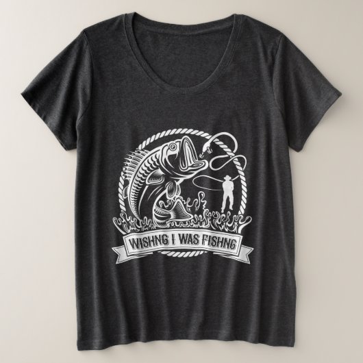 私が魚釣り プラスサイズTシャツ (デザイン正面)