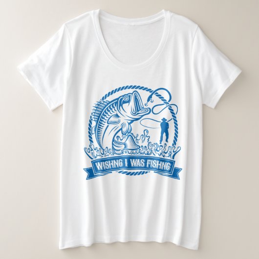 私が魚釣り プラスサイズTシャツ (デザイン正面)