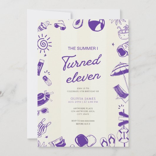 私が11歳の誕生日を迎えた夏 招待状 (正面)