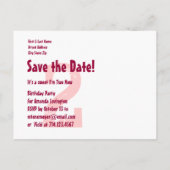 私が2つの誕生日パーティーV09Aワインレッドである日付を保存 案内ポストカード (裏面)