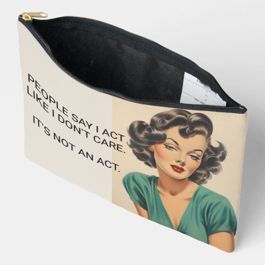 私が50sのことわざ気にをしないおもしろいように振る舞う アクセサリーポーチ (見開き)