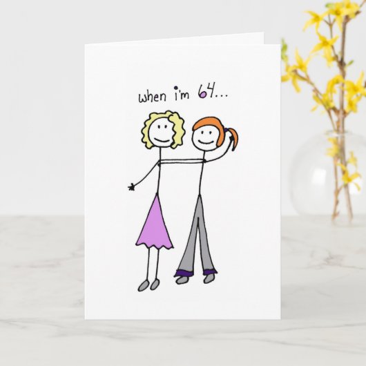 私が64才である時! カード (黄色い花)