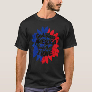 私が7月の太陽の4thを愛するアメリカの土地を祝福 tシャツ