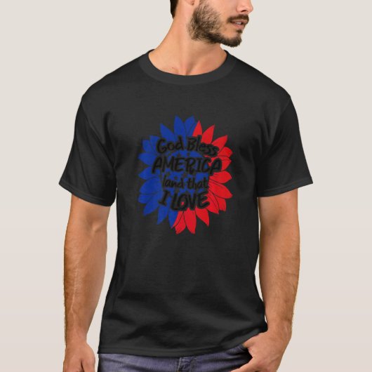 私が7月の太陽の4thを愛するアメリカの土地を祝福 tシャツ (正面)