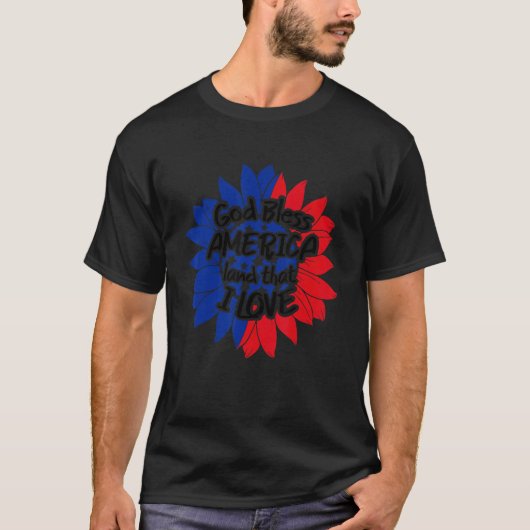私が7月の太陽の4thを愛するアメリカの土地を祝福 tシャツ (正面)