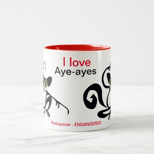 私がAYE-AYESを愛する野生動物 – 風変わり野生動物 –  ツートーンマグカップ (中央)