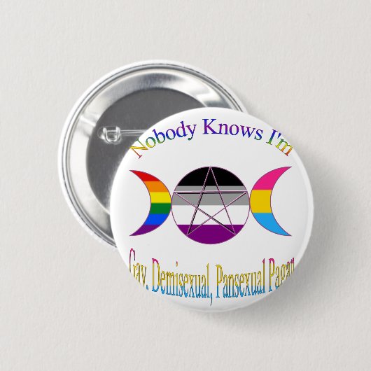 私がDemisexualの陽気なPansexual異教徒であることをだれも知りません 缶バッジ (正面&裏面)
