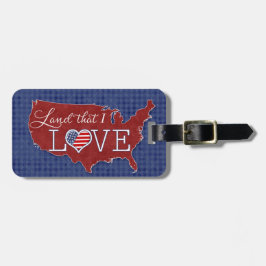 私がLOVEする国 - アメリカのハートと旗 ラゲッジタグ