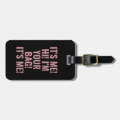 私こんにちは私はあなたのバッグピンクタイポグラフィ ラゲッジタグ (正面横)