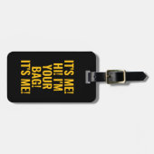 私こんにちは私はあなたのバッグブラックイエロータイポグラフィ ラゲッジタグ (正面横)