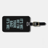 私こんにちは私はあなたのバッグブルータイポグラフィ ラゲッジタグ (正面横)