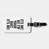 私こんにちは私はあなたのバッグ白黒タイポグラフィ ラゲッジタグ (正面横)