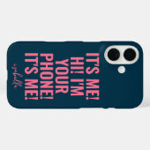 私こんにちは私はあなたの電話ピンクタイポグラフィ おもしろい Case-Mate iPhoneケース (裏面 (横))