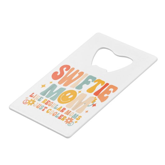 私こんにちは私はクール母である私のレトロGroovy M クレジットカード栓抜き (正面アングル)