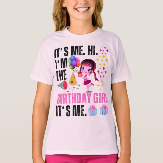 私こんにちは私は誕生日女の子その私の誕生日 Tシャツ (正面)