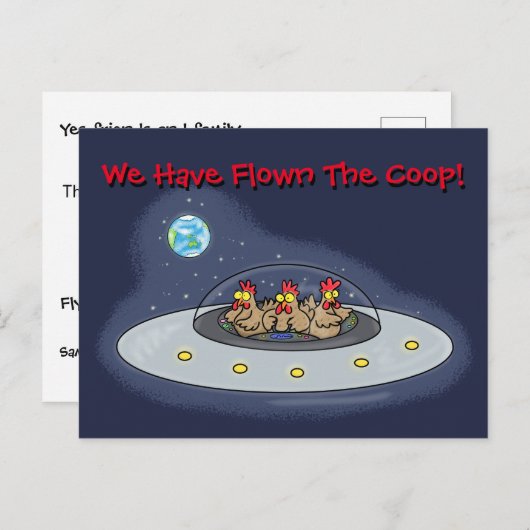 私たちおもしろいはアドレス変更を移動した鶏 ポストカード (正面/裏面)