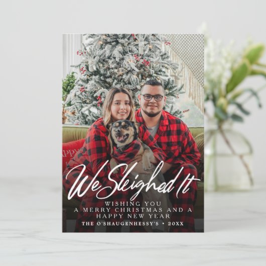 私たちおもしろいはItスクリプト写真クリスマスを降りた シーズンカード (スタンド正面)