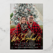 私たちおもしろいはItスクリプト写真クリスマスを降りた 箔シーズンカード (正面)