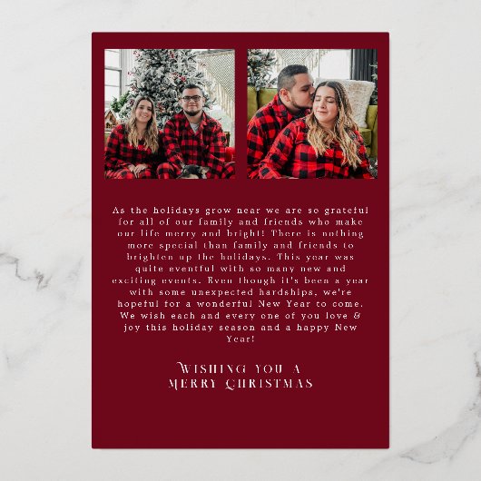 私たちおもしろいはItスクリプト写真クリスマスを降りた 箔シーズンカード (裏面)