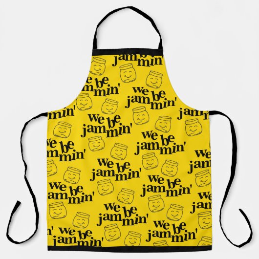 私たちおもしろいはJammin'笑顔の踊り缶詰ジャース エプロン (正面)