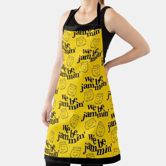 私たちおもしろいはJammin'笑顔の踊り缶詰ジャース エプロン (インサイチュ)