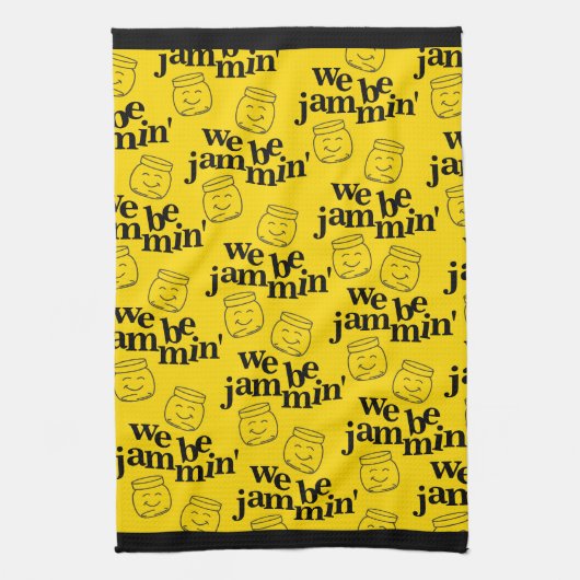 私たちおもしろいはJammin'笑顔の踊り缶詰ジャース キッチンタオル (縦)