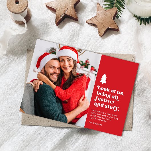 私たちおもしろいを見てクリスマスのフェスティバル写真 シーズンカード