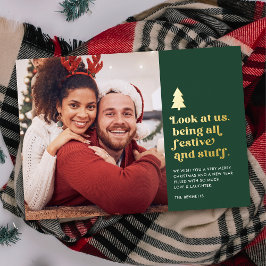 私たちおもしろいを見てクリスマスのフェスティバル写真 箔シーズンカード
