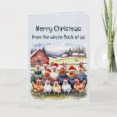 私たちおもしろいチキングループのクリスマスの願いの群れ カード (正面)