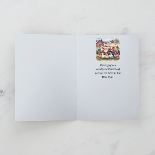 私たちおもしろいチキングループのクリスマスの願いの群れ カード (内部)