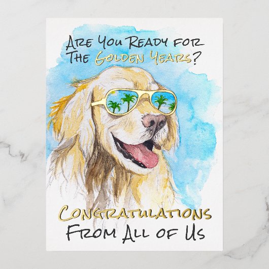 私たちおもしろい全員の退職祝い 箔シーズンポストカード (正面)