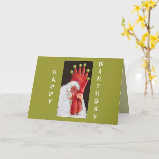 私たちおもしろい全員の鶏の誕生日カード カード (黄色い花)