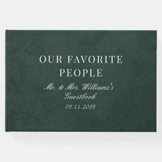 私たちお気に入りのの人々の森の結婚緑 ゲストブック (正面)